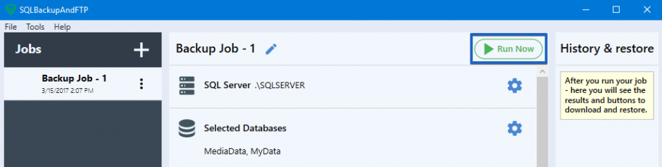 run database backup now