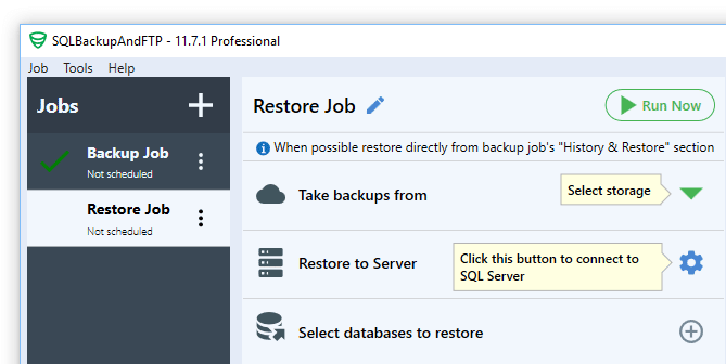 new sql server restore job